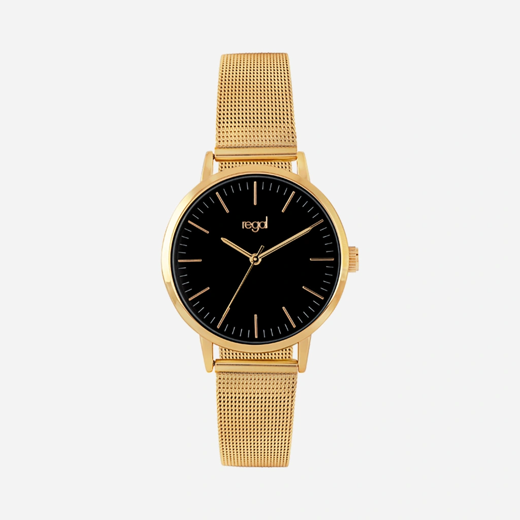 Regal damklocka - meshband, guldton/svart, 36mm