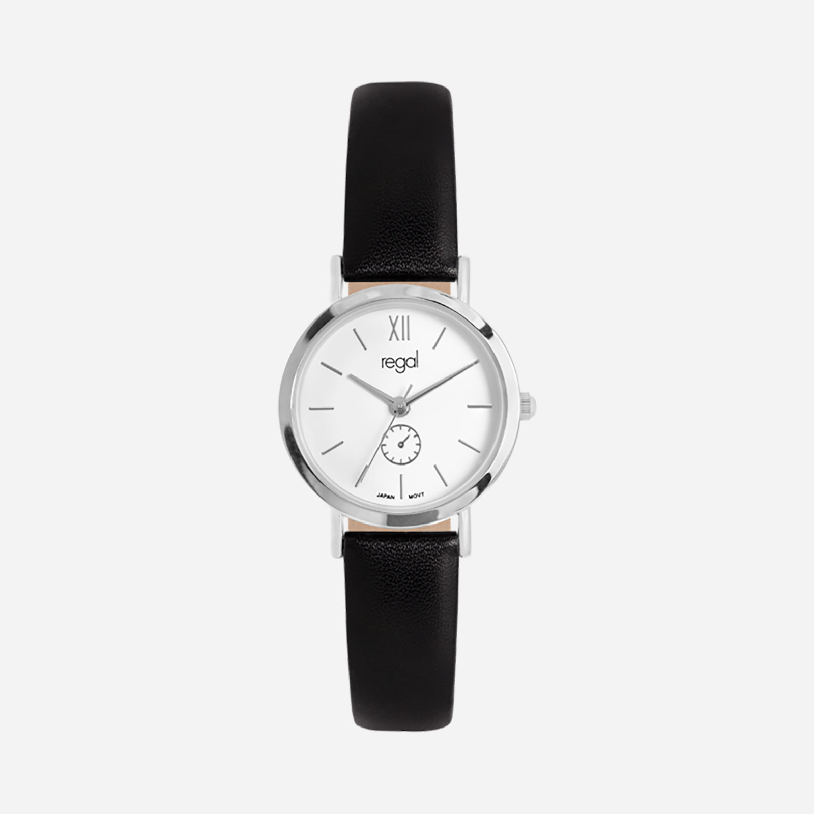 Regal damklocka - svart band, silverton/vit, 30mm