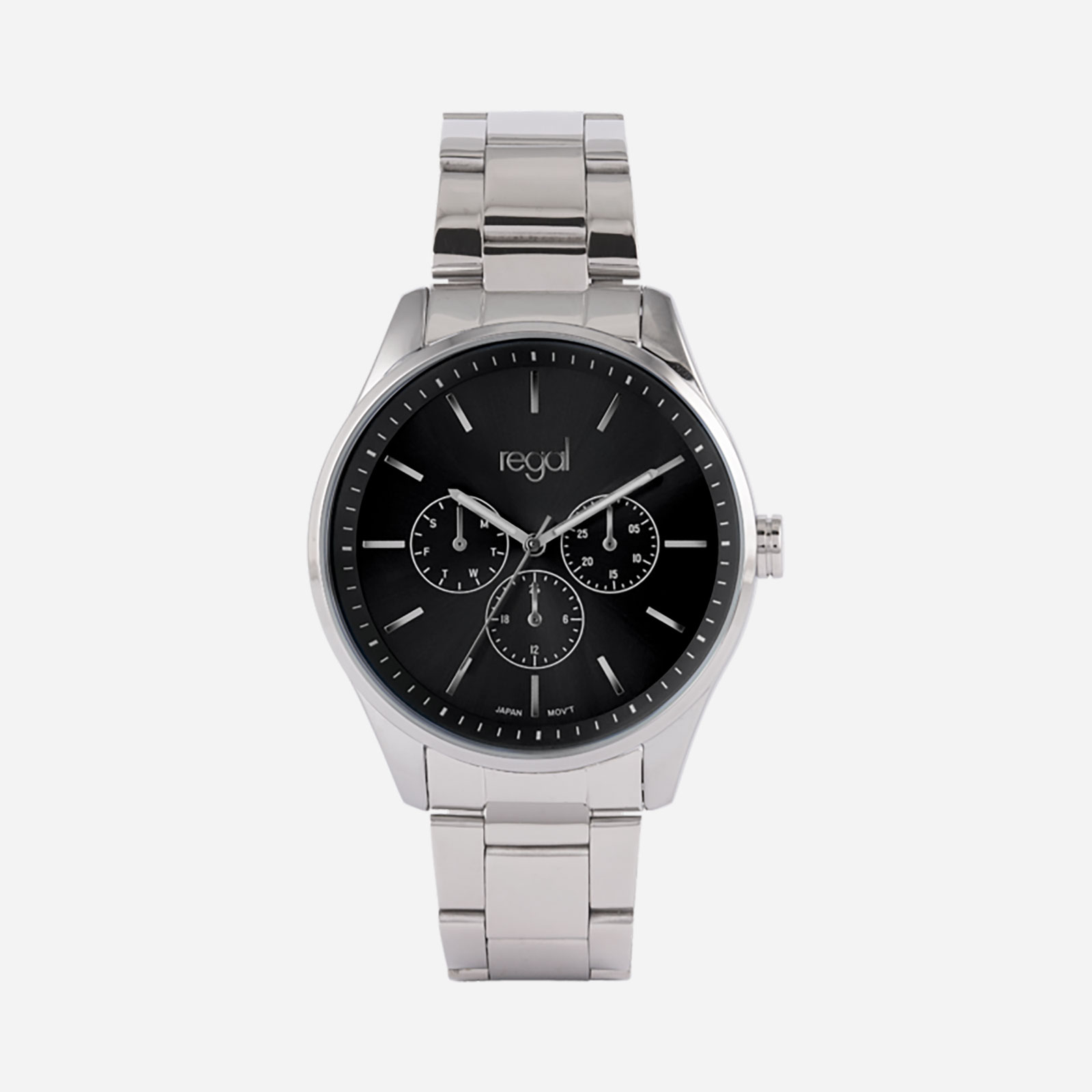 Regal herrklocka - metallband, silverton/svart, 42mm