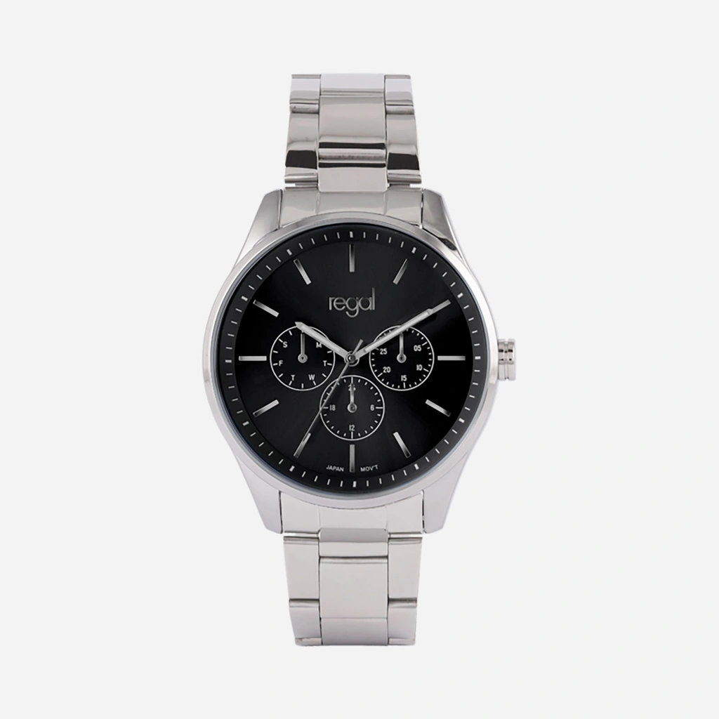 Regal herrklocka - metallband, silverton/svart, 42mm