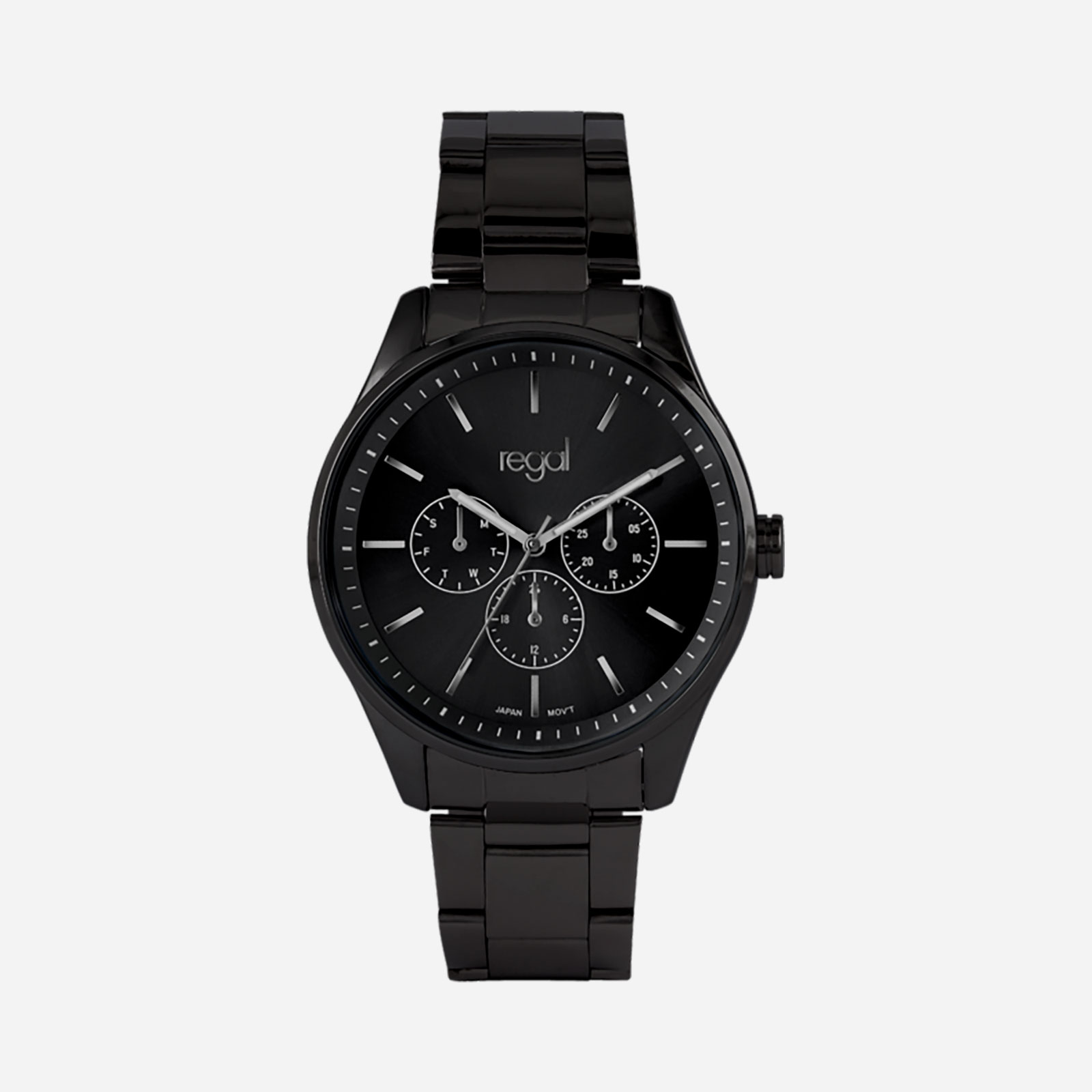 Regal herrklocka - metallband, svart, 42mm