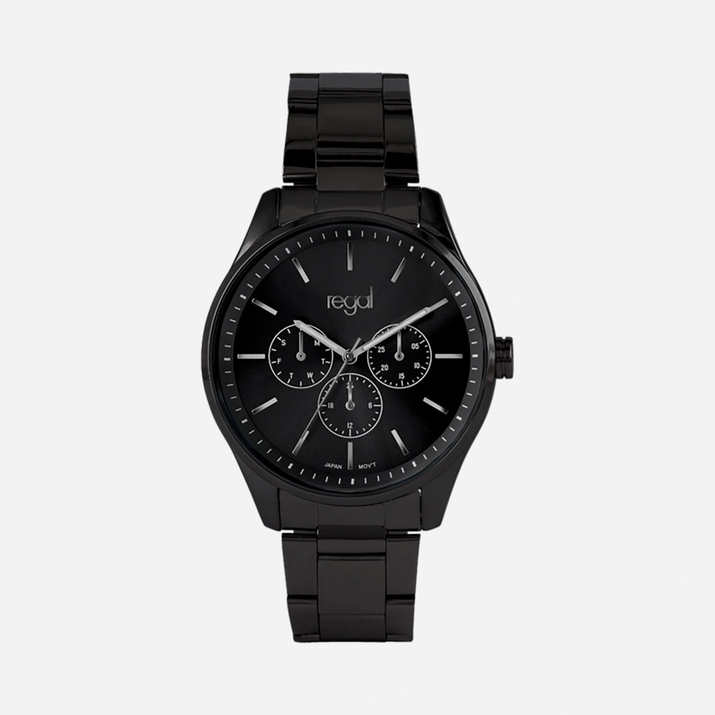Regal herrklocka - metallband, svart, 42mm