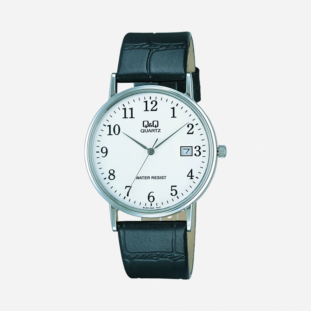 Q&Q herrklocka - svart/silver, datum, 36 mm