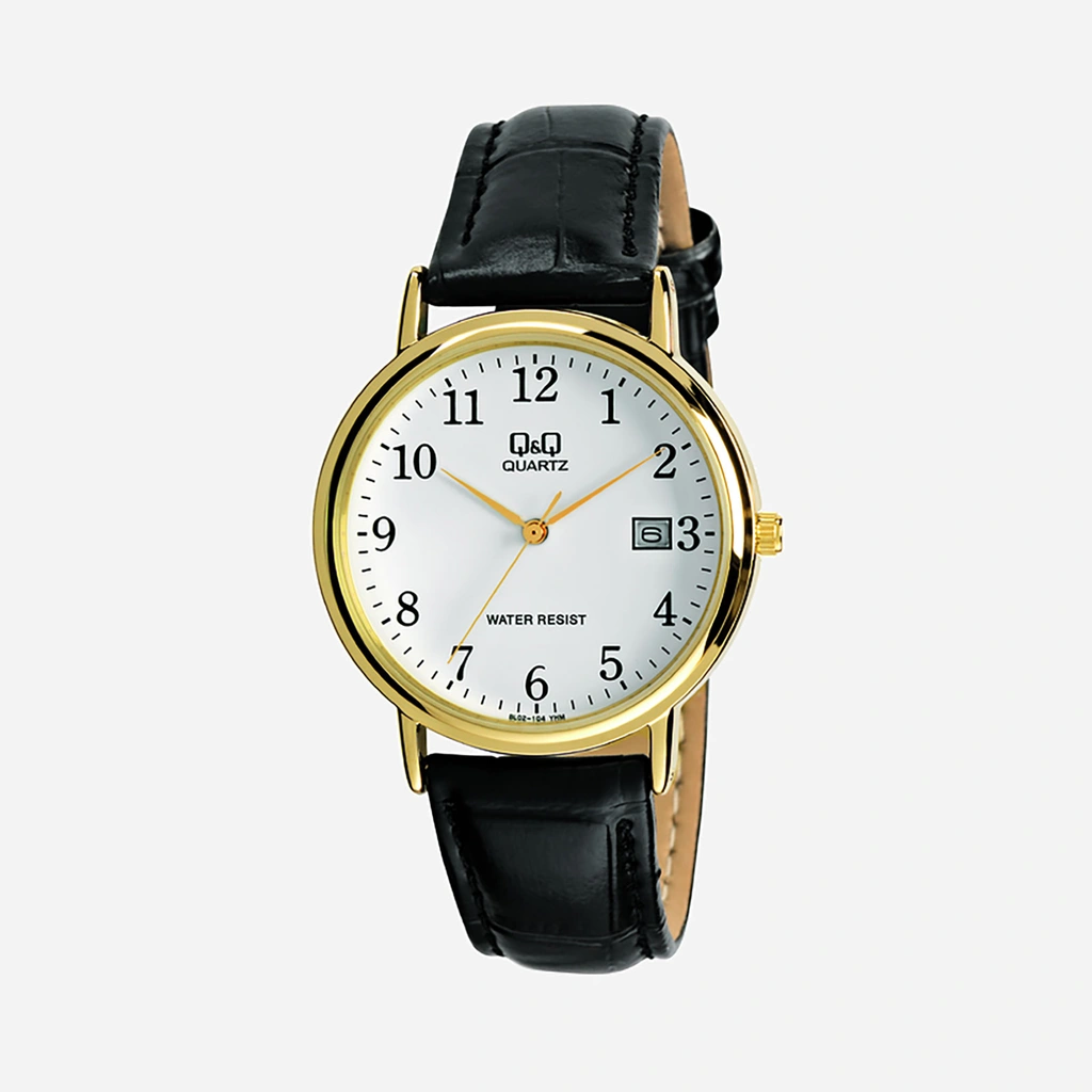 Q&Q herrklocka - svart/guld, datum, 36 mm