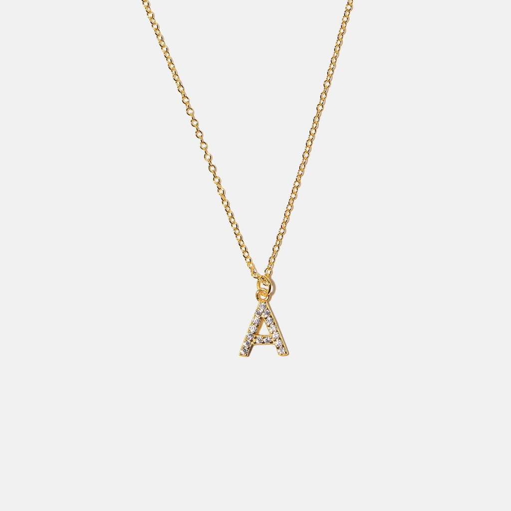 Guldpläterat halsband bokstav A - 42+3 cm
