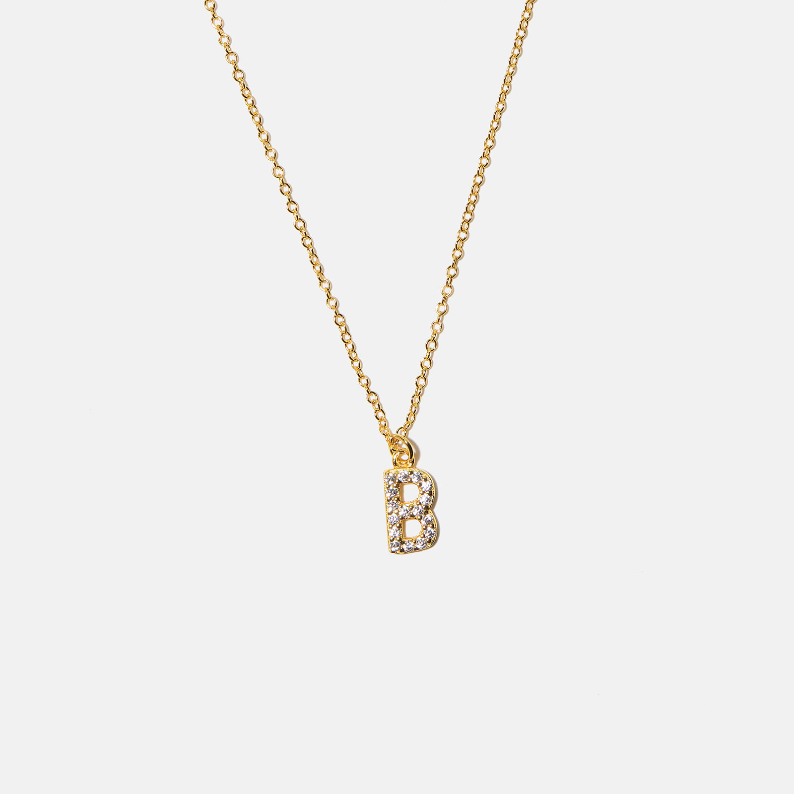 Guldpläterat halsband bokstav B - 42+3 cm