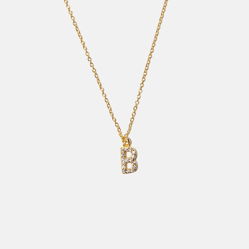 Guldpläterat halsband bokstav B - 42+3 cm