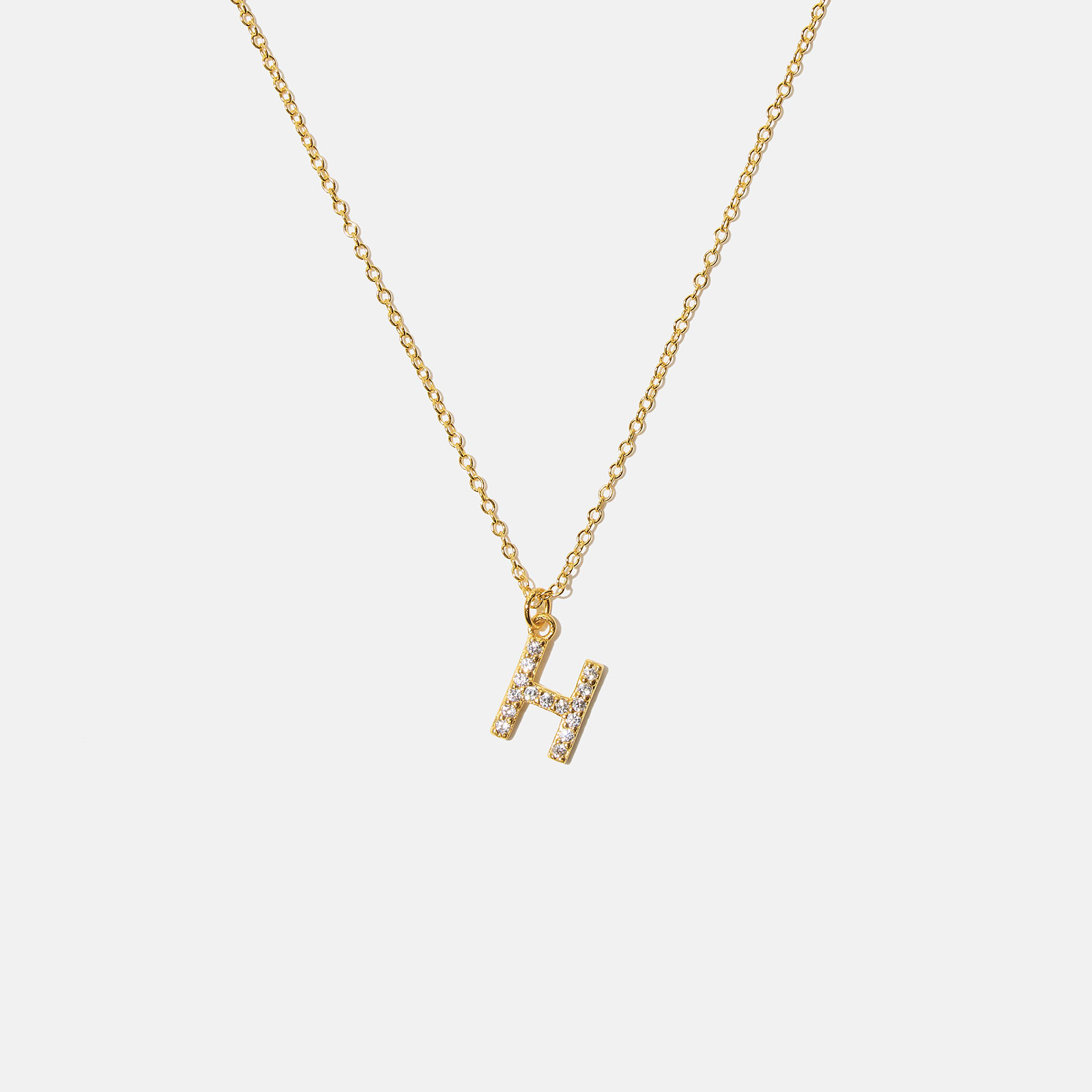 Guldpläterat halsband bokstav H - 42+3 cm