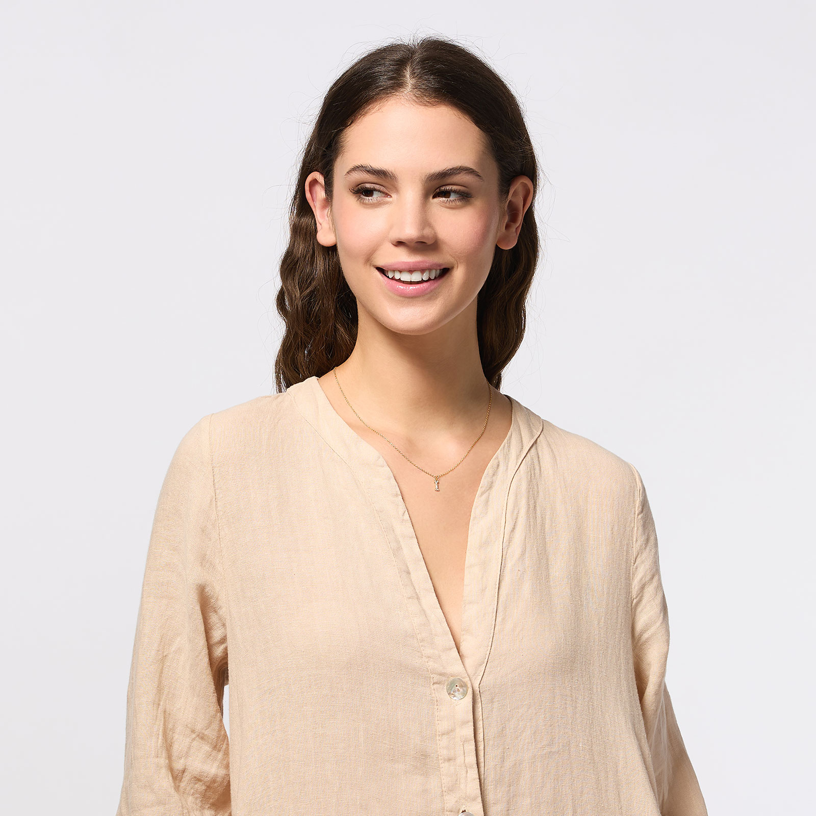 Guldpläterat halsband bokstav I - 42+3 cm