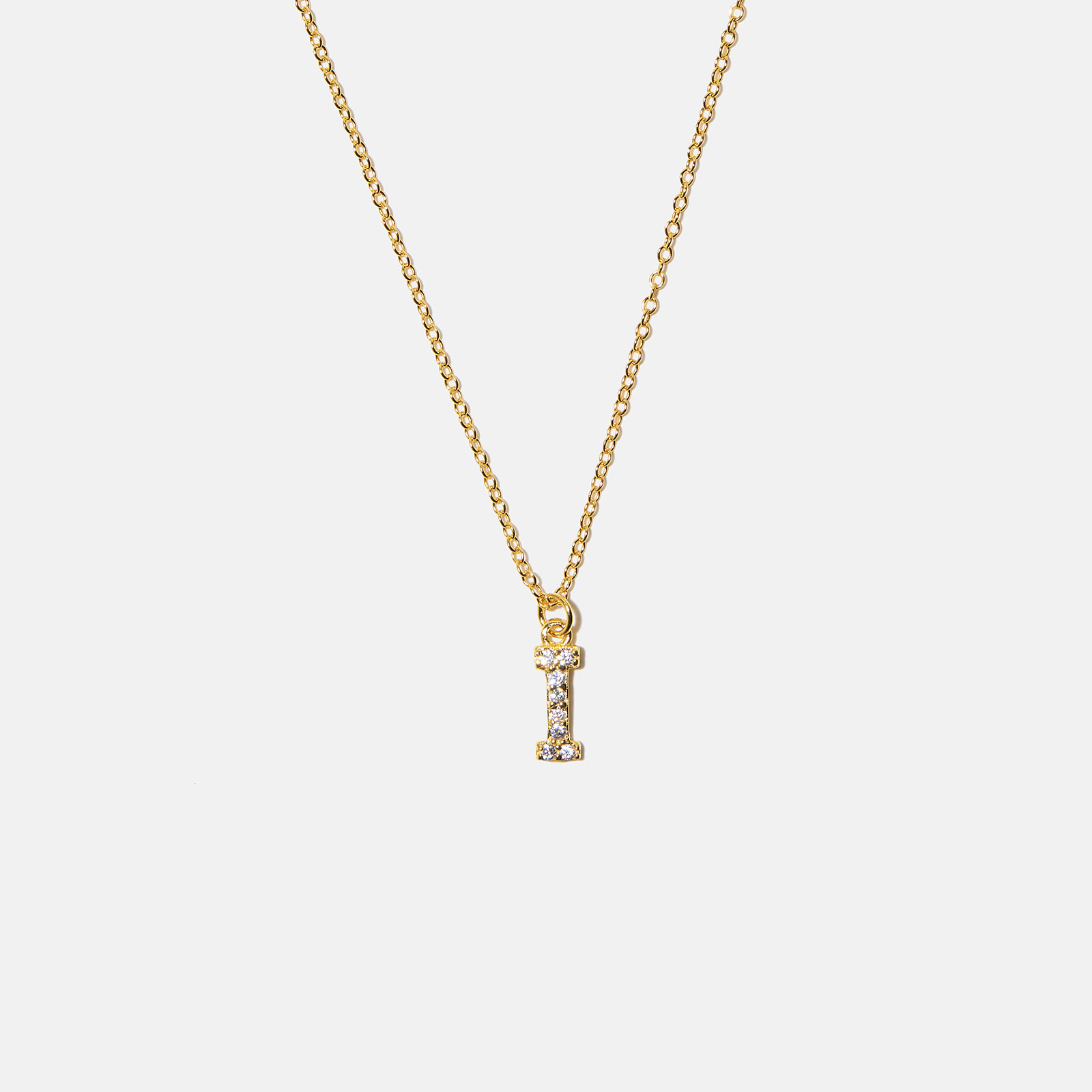 Guldpläterat halsband bokstav I - 42+3 cm