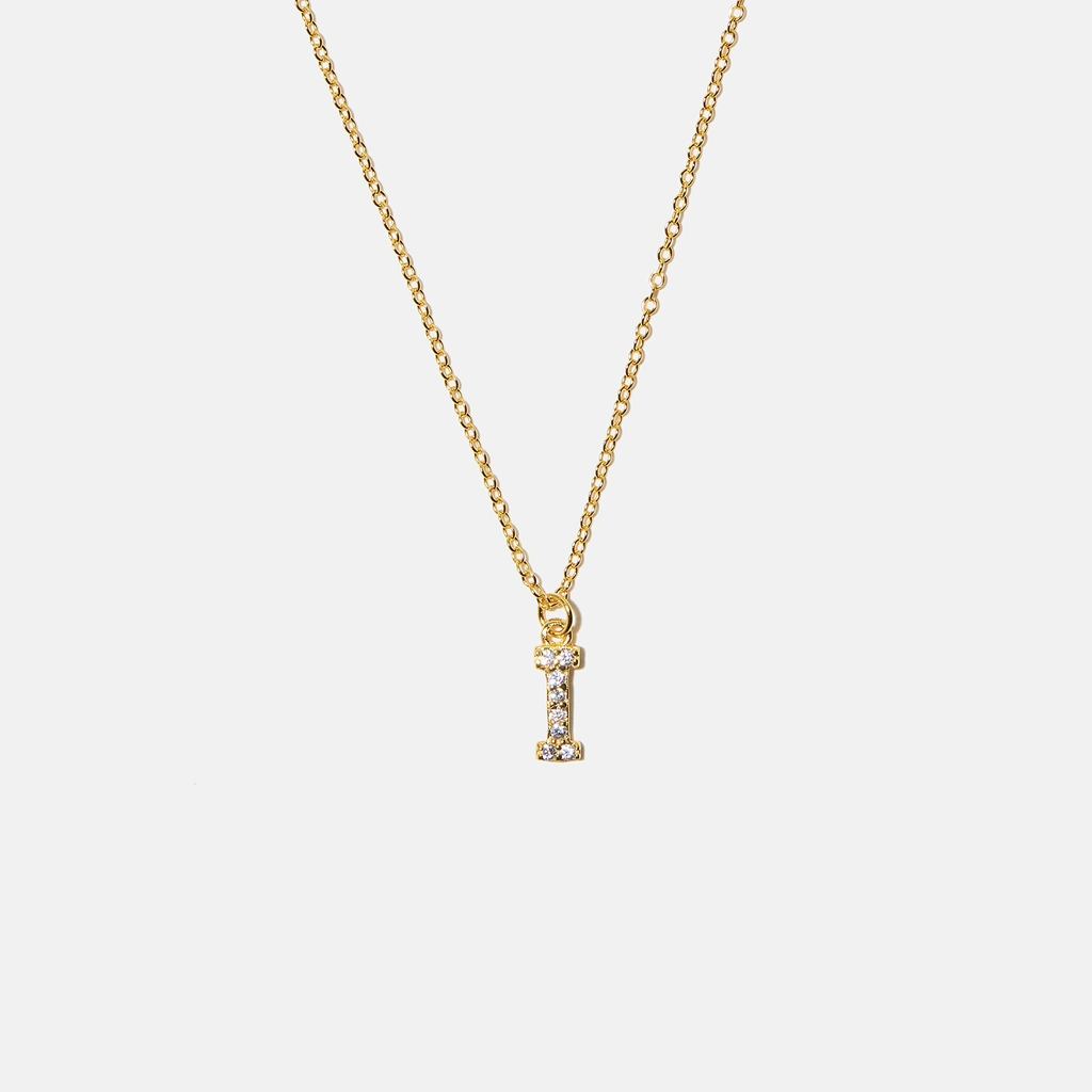 Guldpläterat halsband bokstav I - 42+3 cm