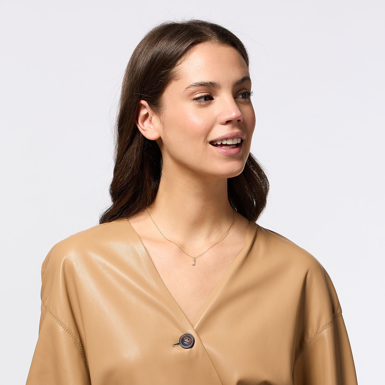 Guldpläterat halsband bokstav J - 42+3 cm