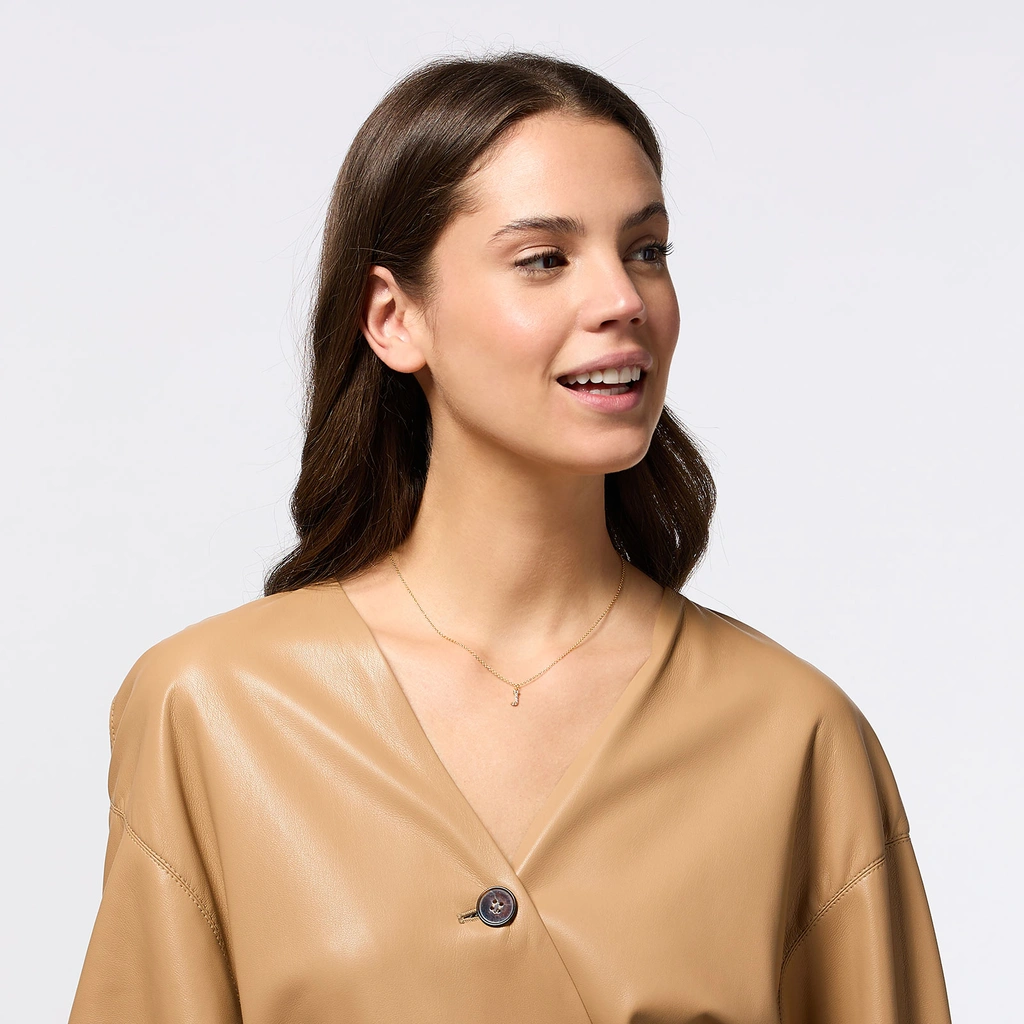 Guldpläterat halsband bokstav J - 42+3 cm