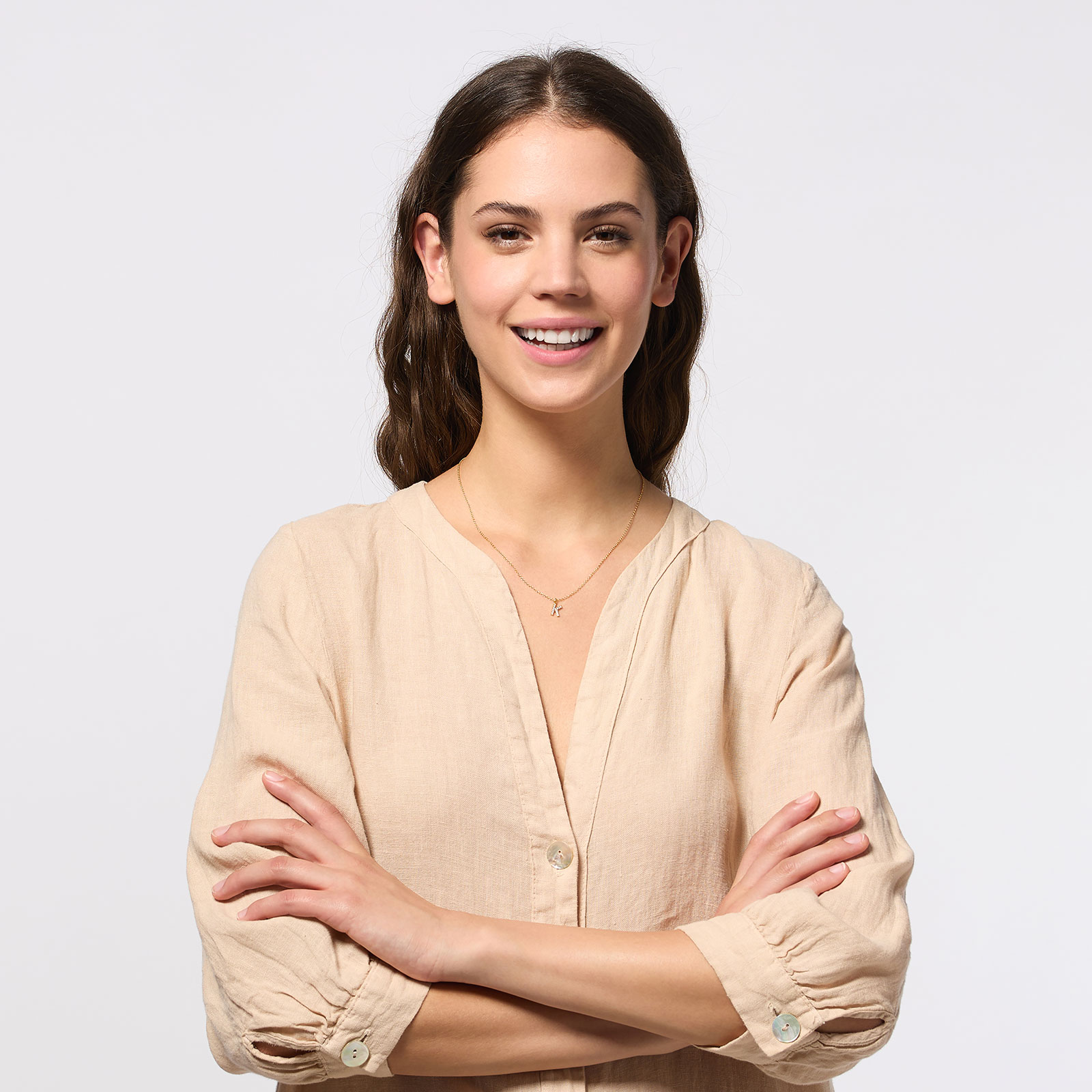 Guldpläterat halsband bokstav K - 42+3 cm