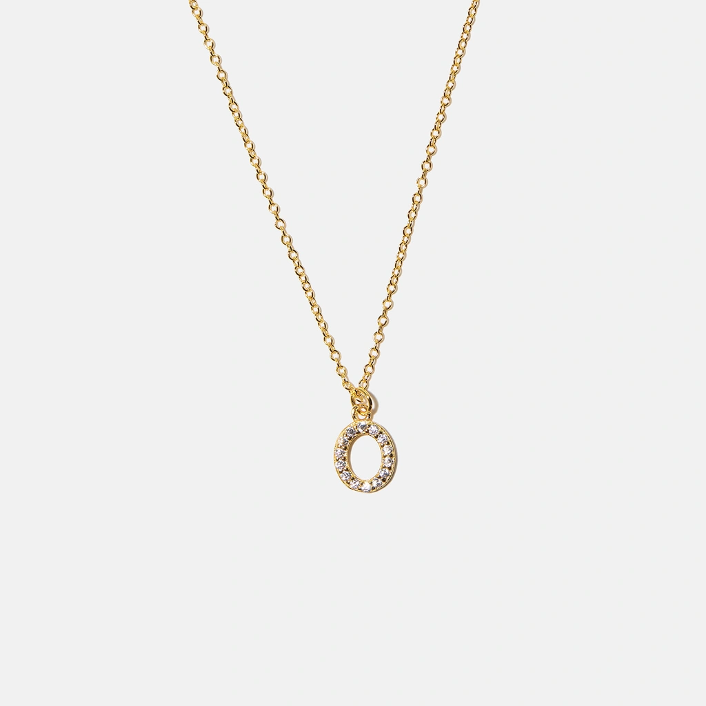 Guldpläterat halsband bokstav O - 42+3 cm