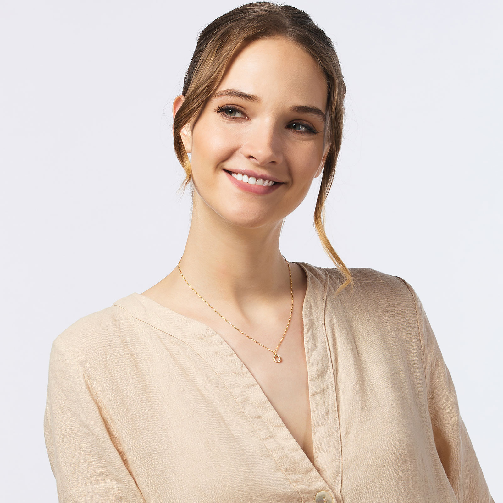 Guldpläterat halsband bokstav O - 42+3 cm