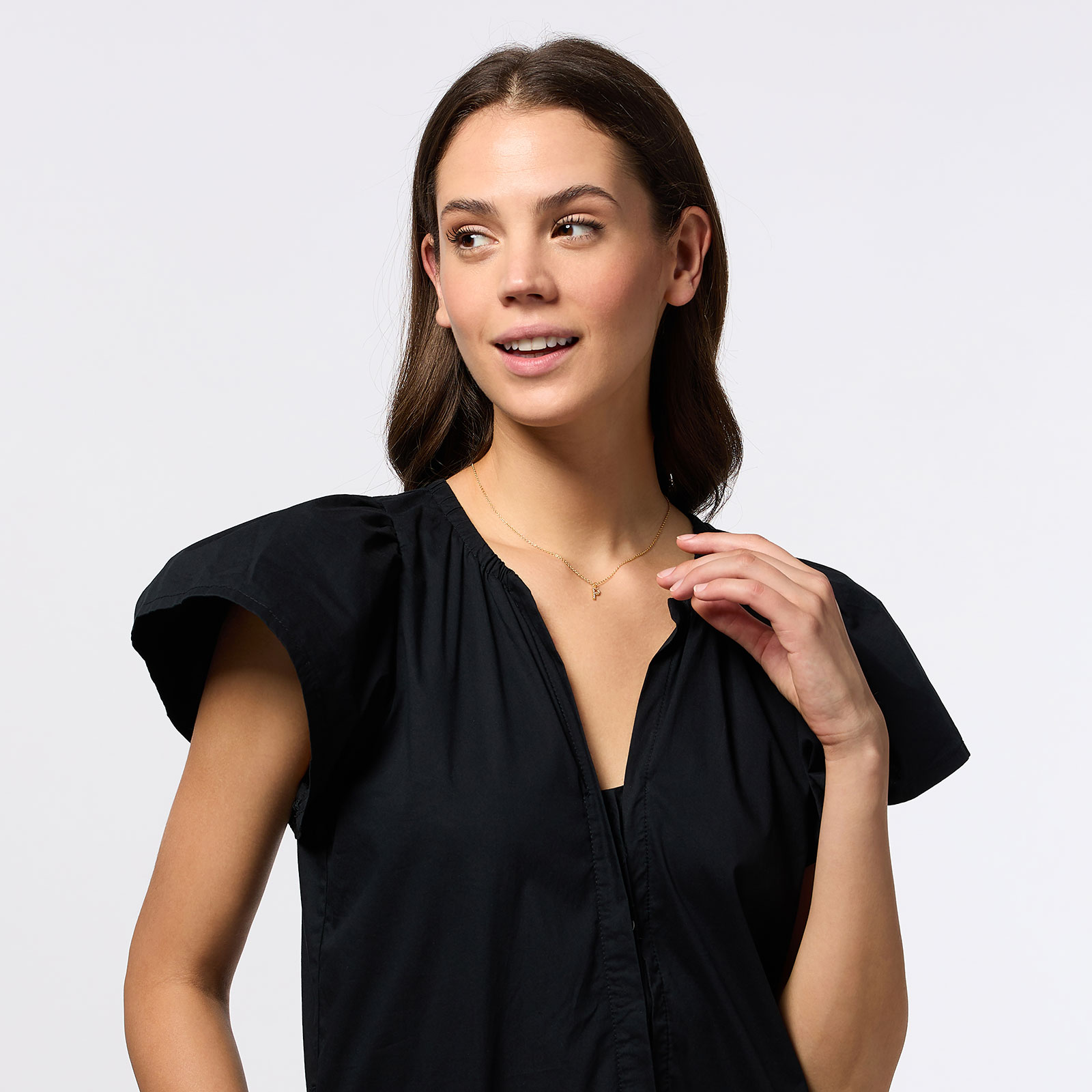 Guldpläterat halsband bokstav P - 42+3 cm