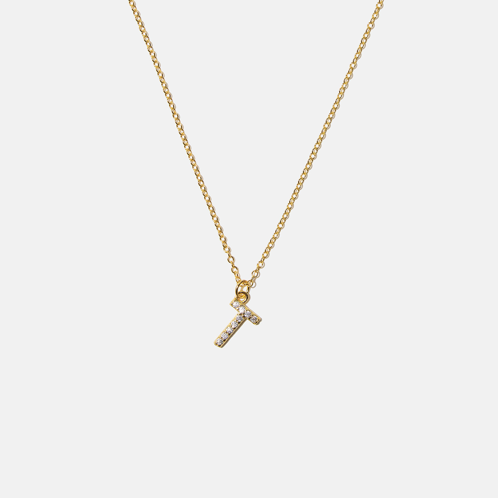 Guldpläterat halsband bokstav T - 42+3 cm