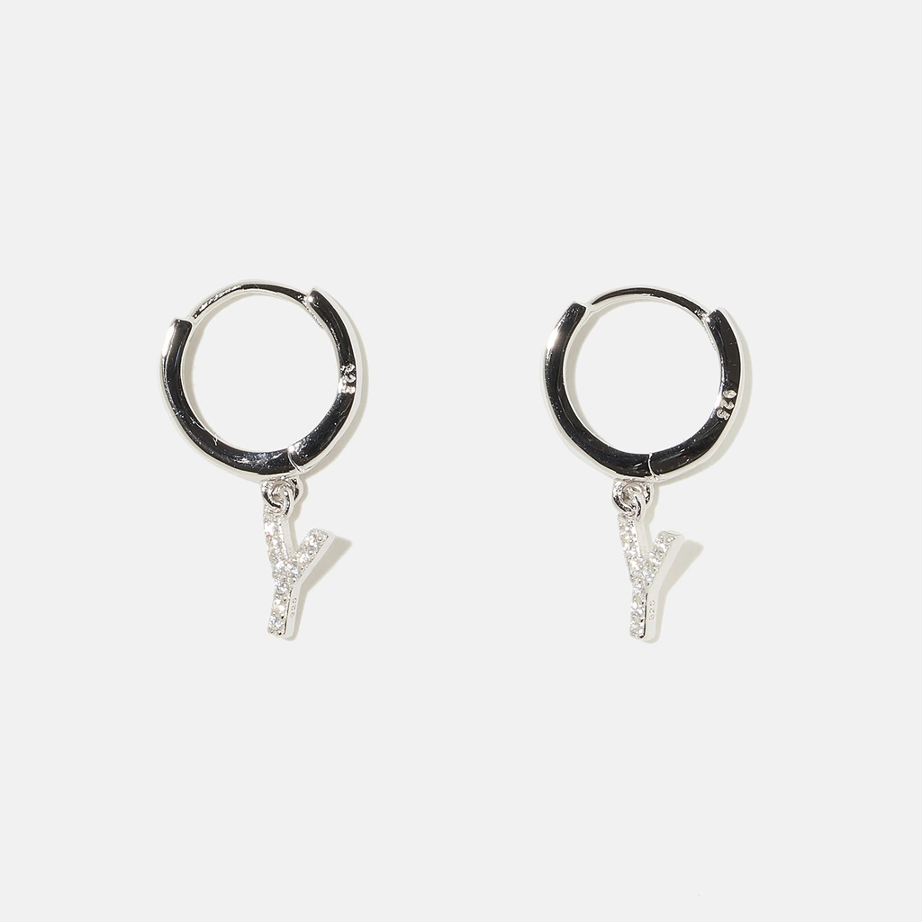 Örhängen äkta silver - hoops, bokstav W