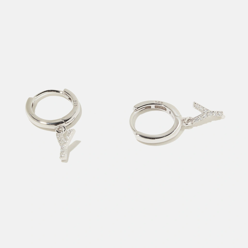 Örhängen äkta silver - hoops, bokstav W
