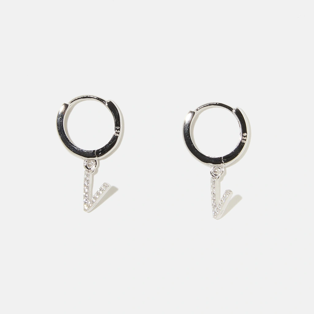 Örhängen äkta silver - hoops, bokstav V