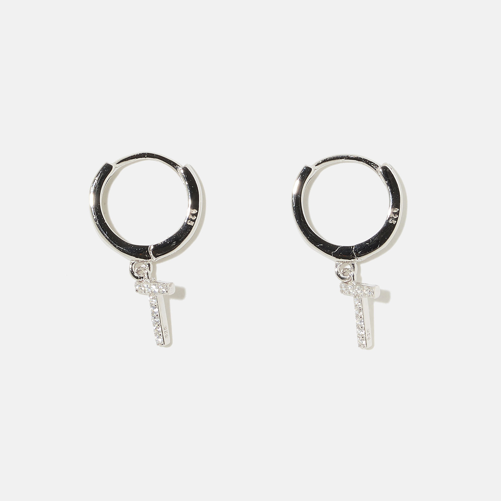 Örhängen äkta silver - hoops, bokstav T