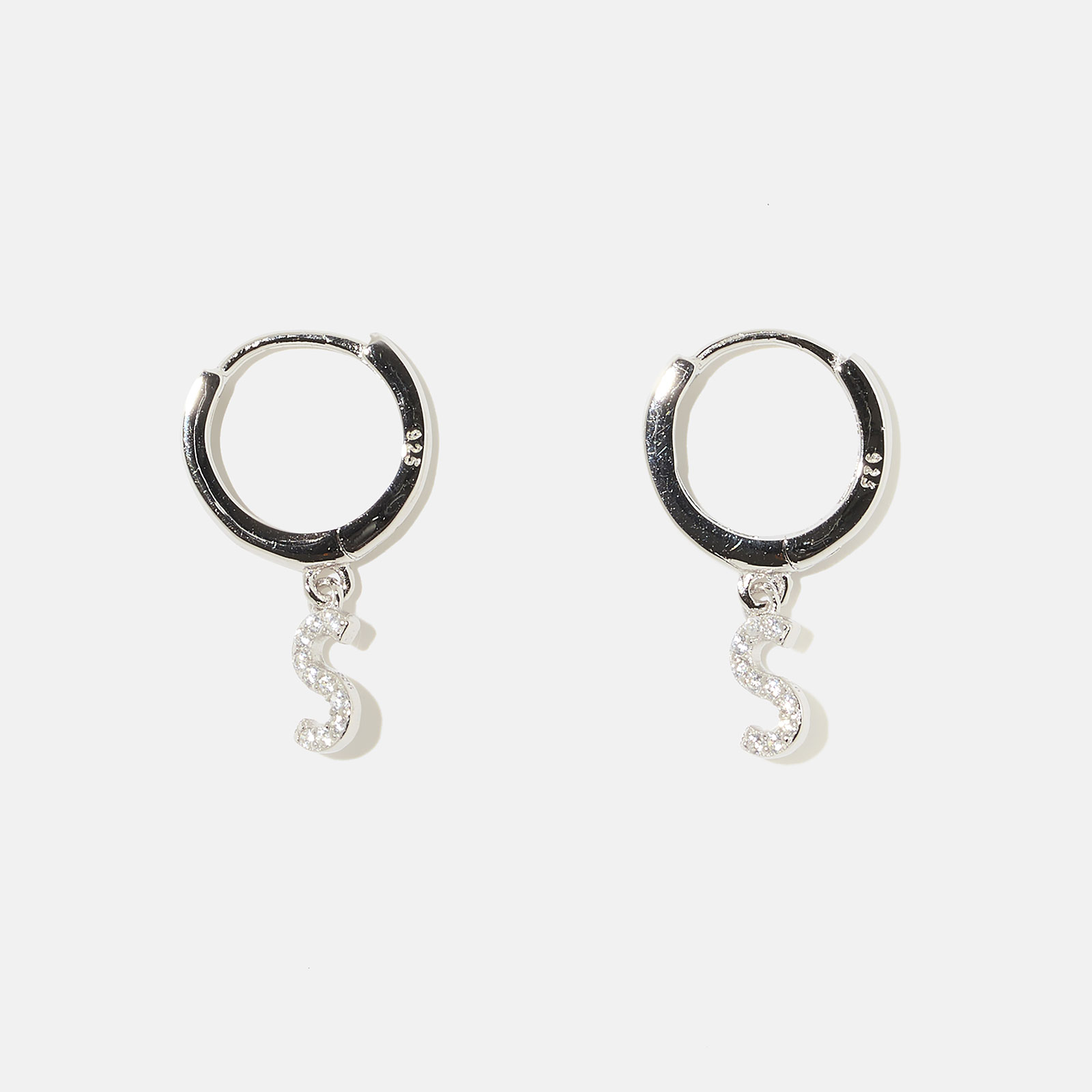 Örhängen äkta silver - hoops, bokstav S