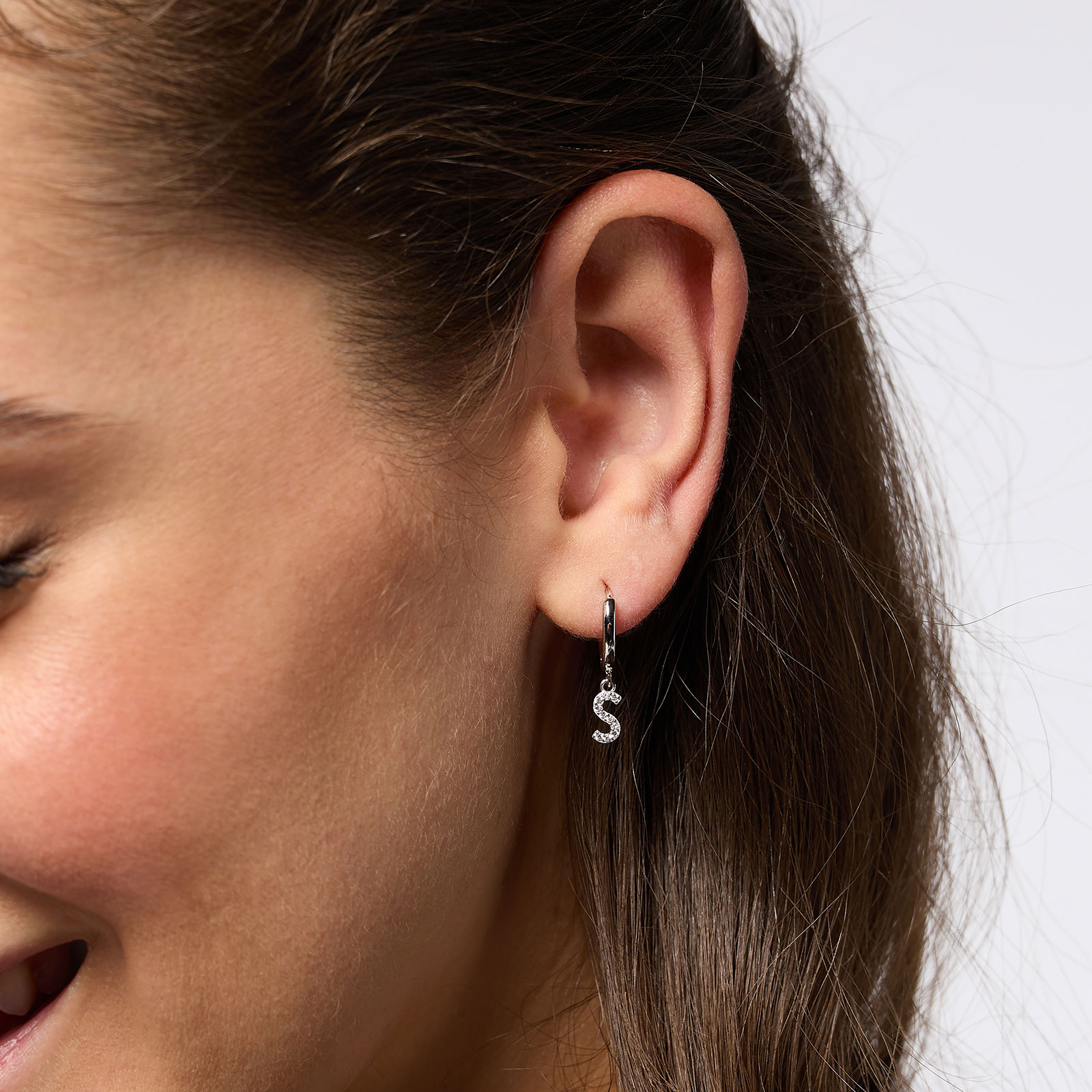 Örhängen äkta silver - hoops, bokstav S