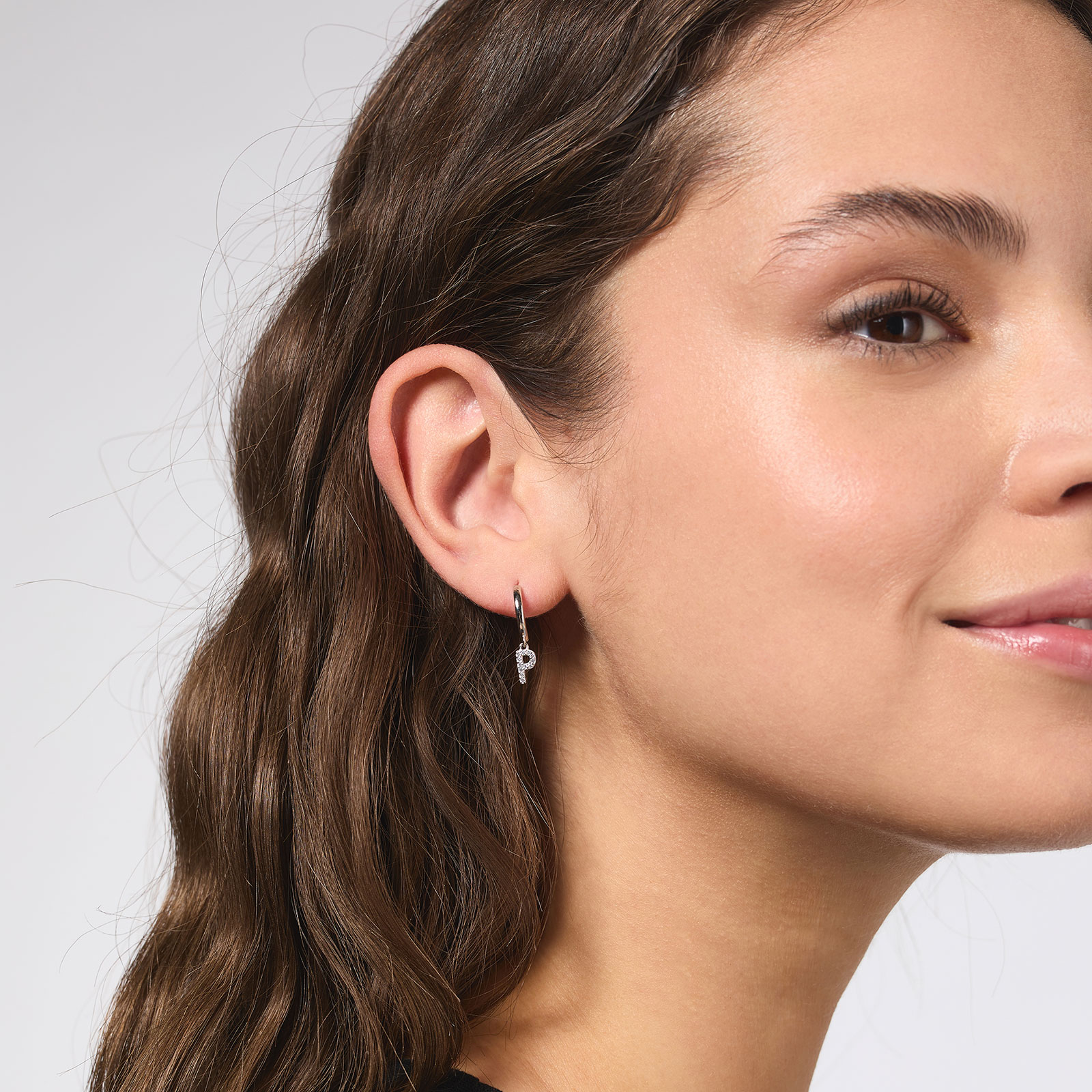 Örhängen äkta silver - hoops, bokstav P