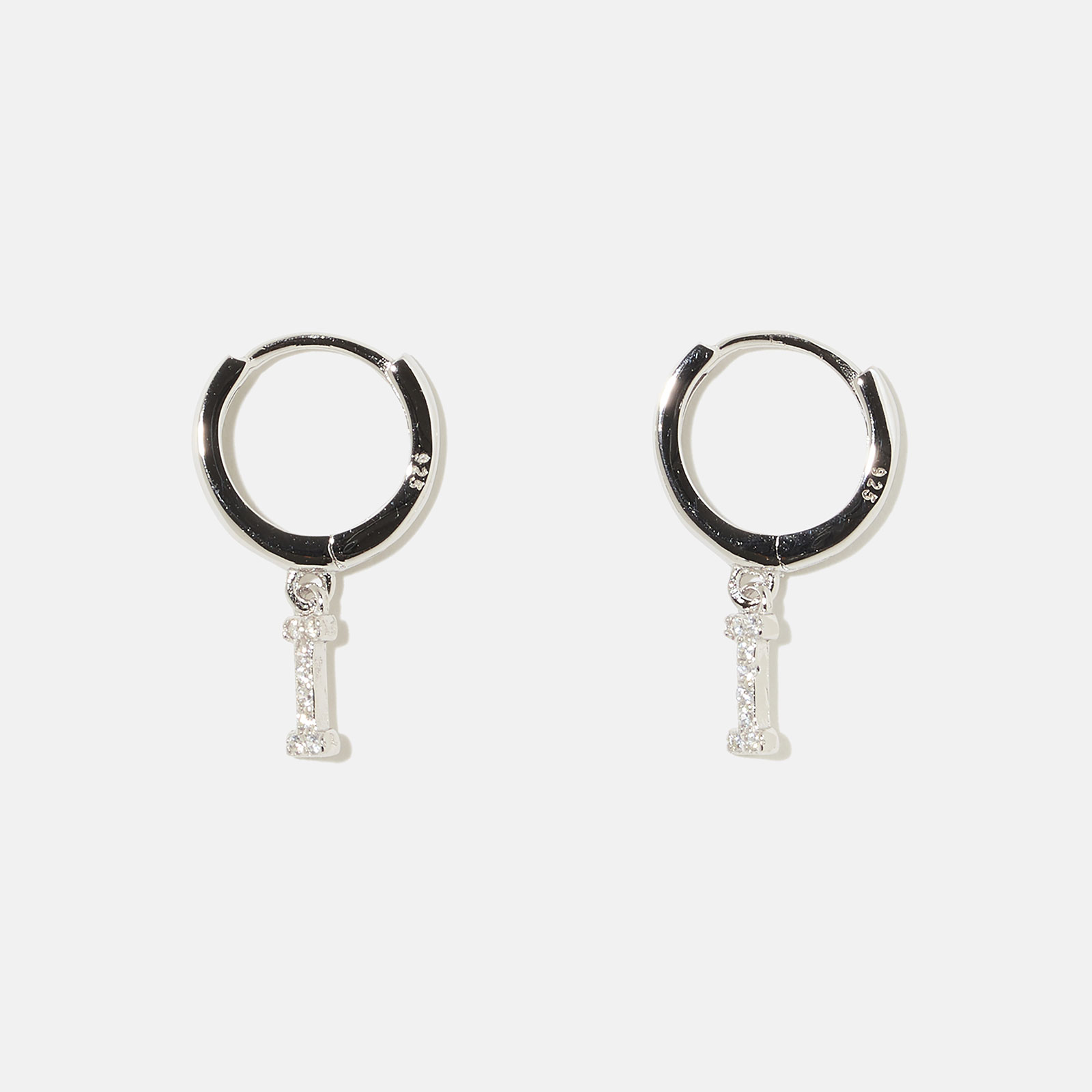 Örhängen äkta silver - hoops, bokstav I