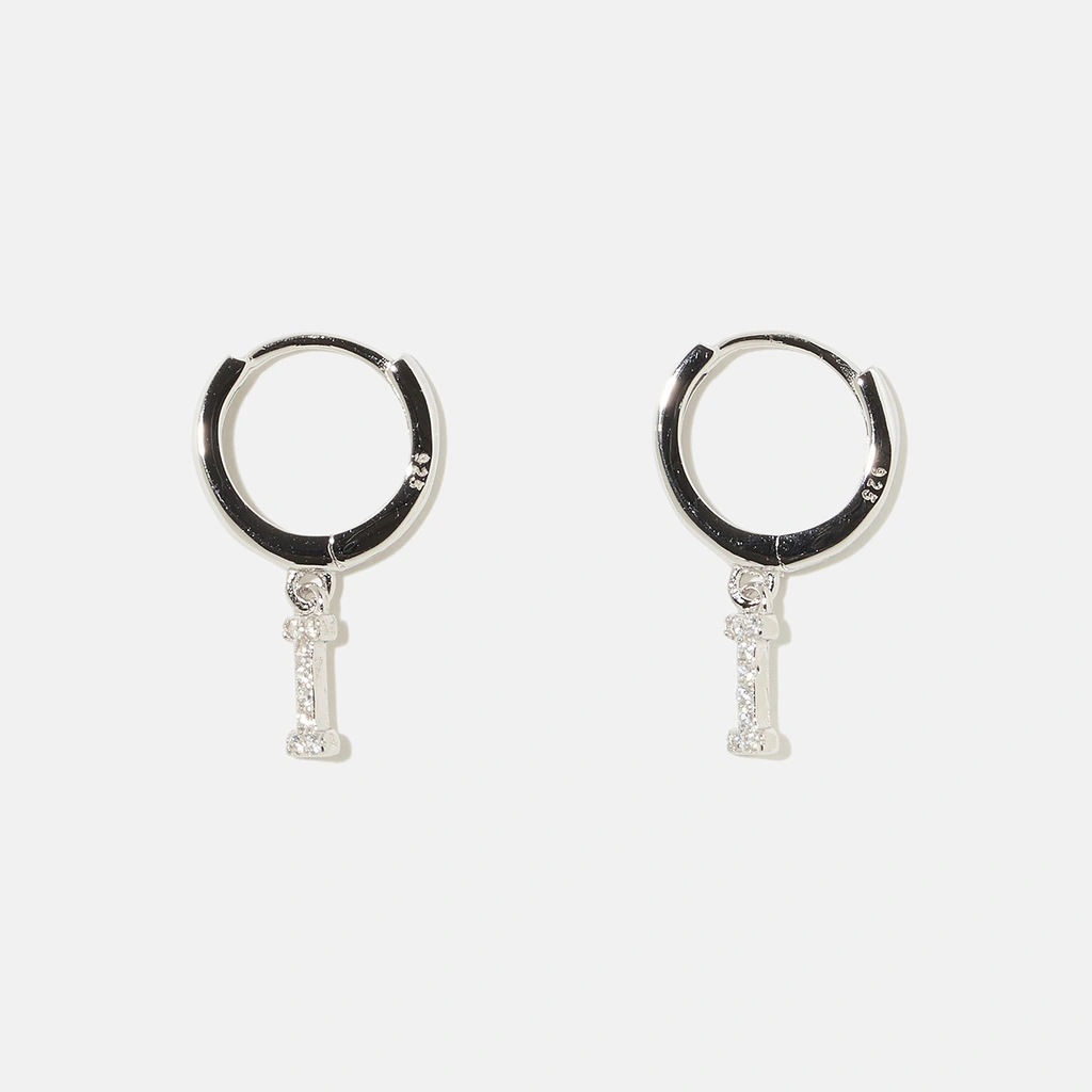 Örhängen äkta silver - hoops, bokstav I