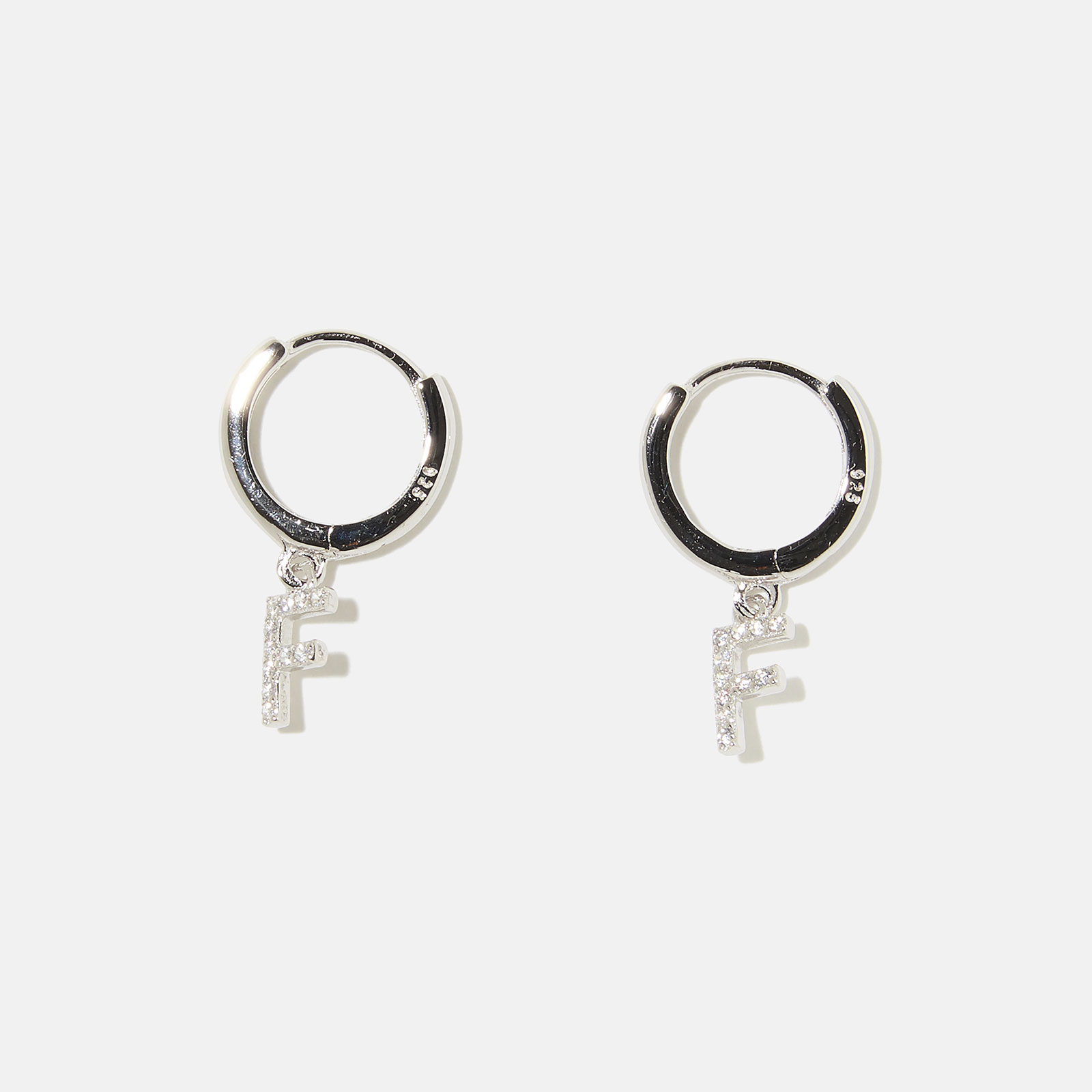 Örhängen äkta silver - hoops, bokstav F