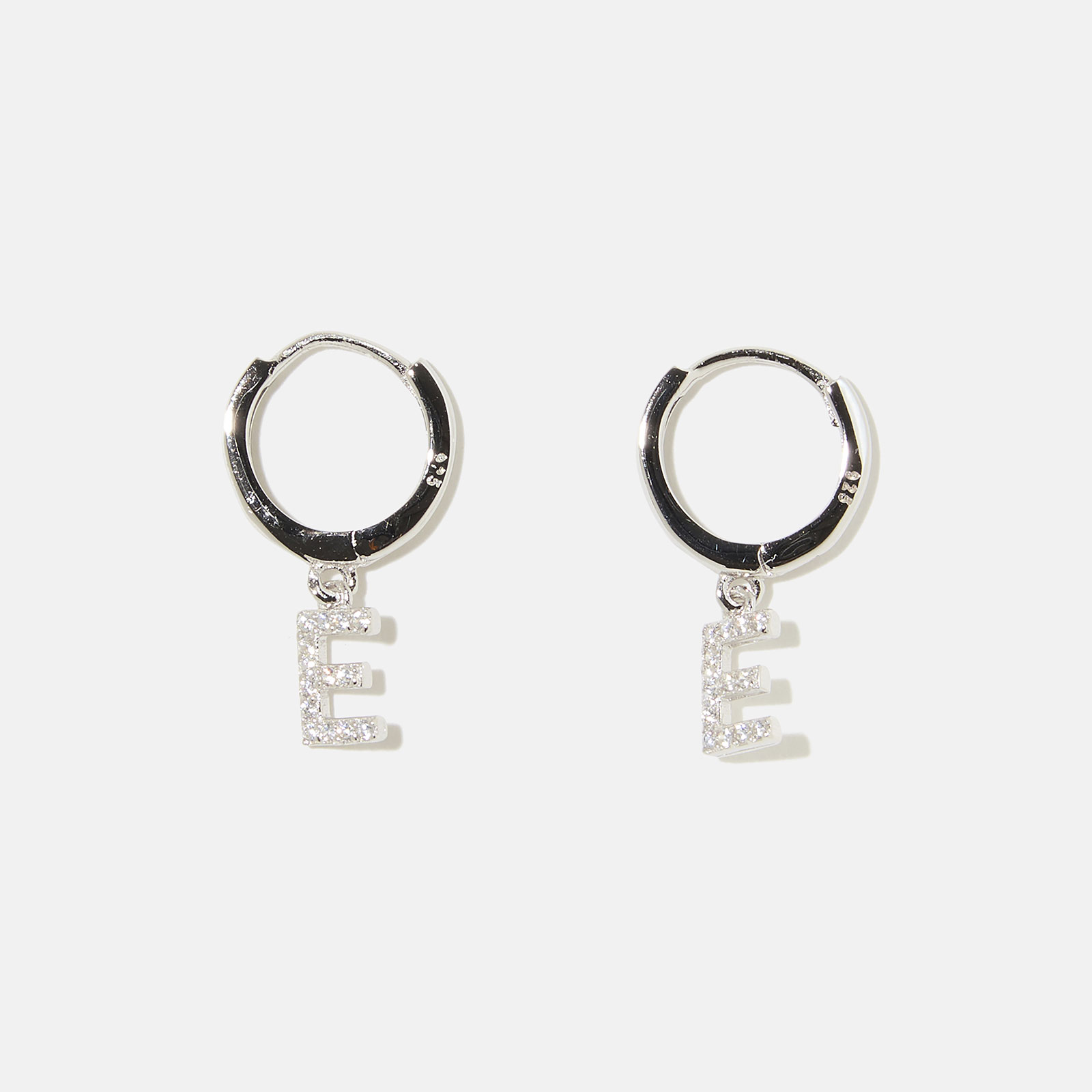 Örhängen äkta silver - hoops, bokstav E