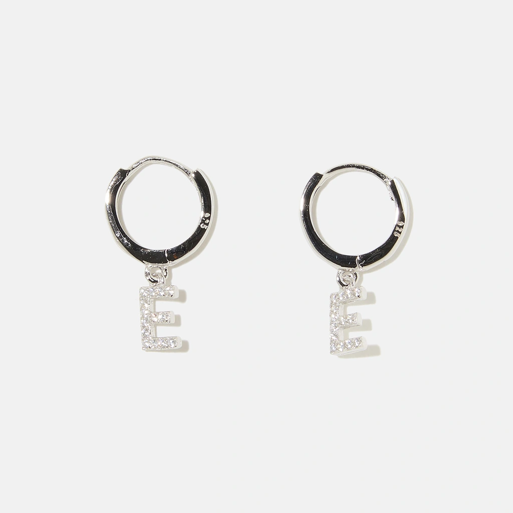 Örhängen äkta silver - hoops, bokstav E