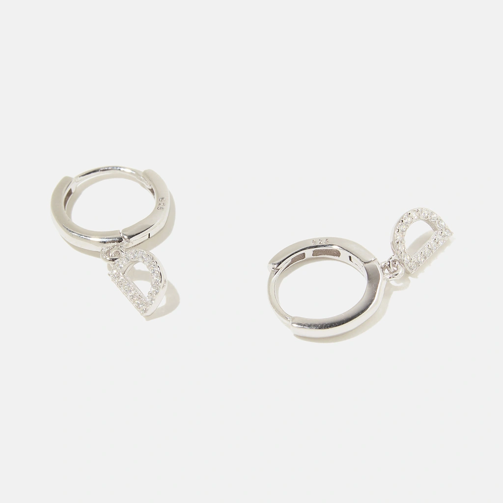 Örhängen äkta silver - hoops, bokstav D
