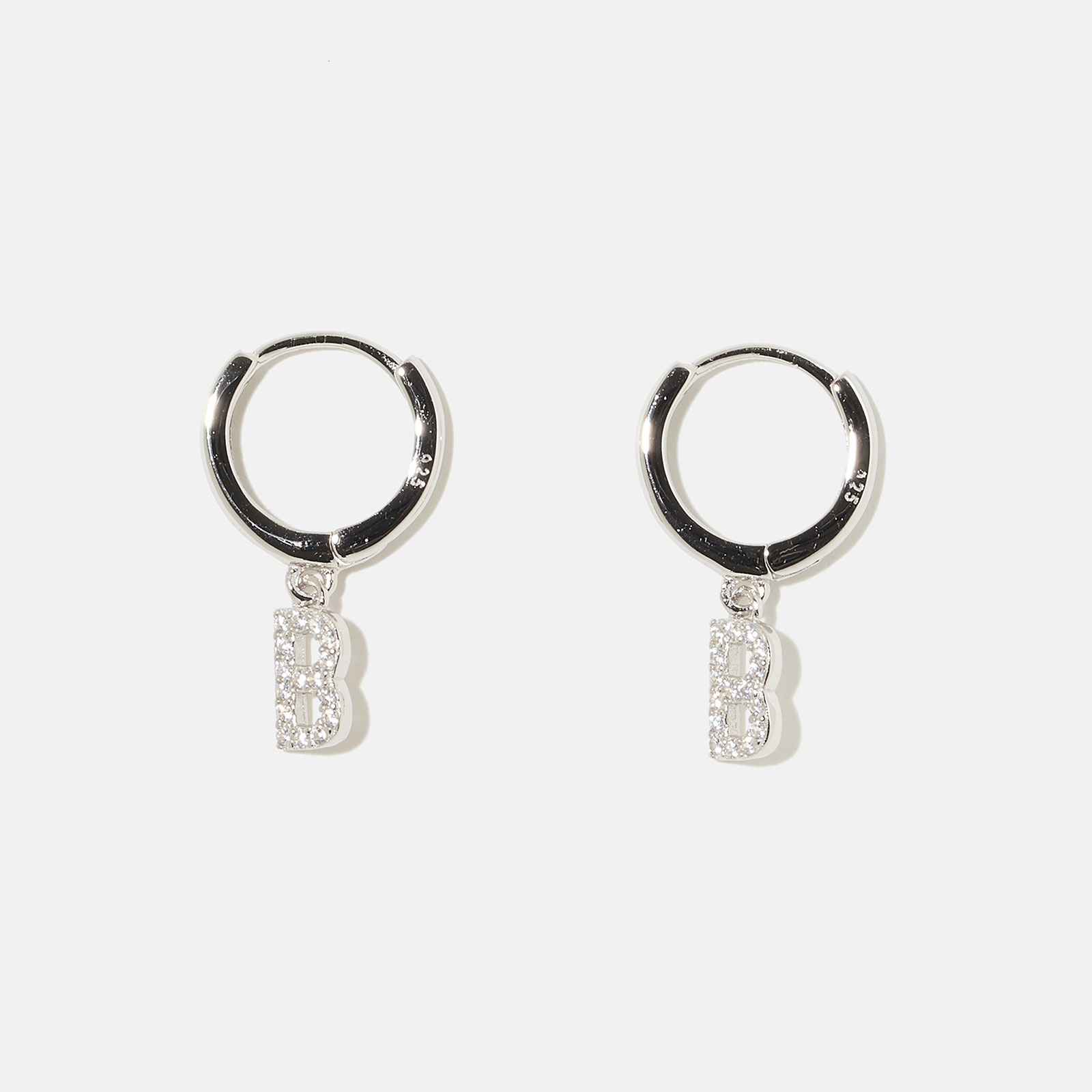 Örhängen äkta silver - hoops, bokstav B