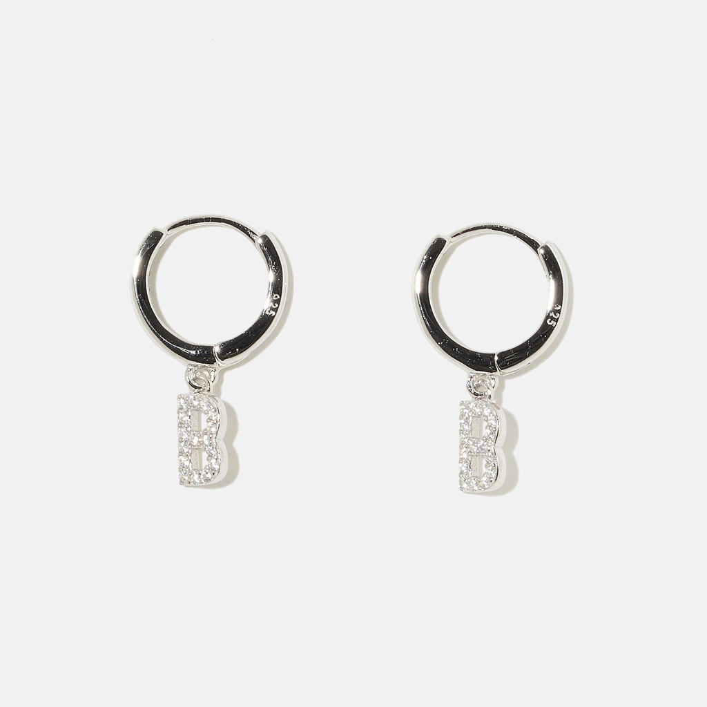 Örhängen äkta silver - hoops, bokstav B