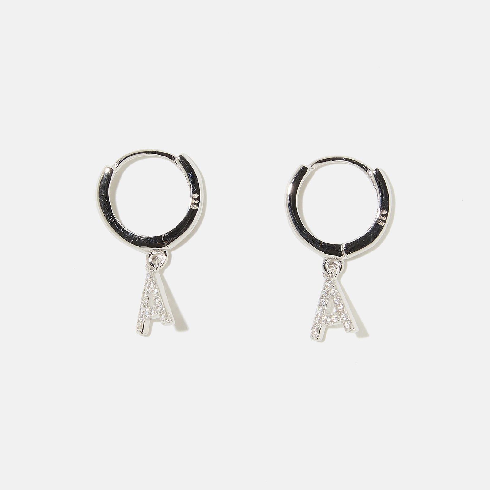 Örhängen äkta silver - hoops, bokstav A