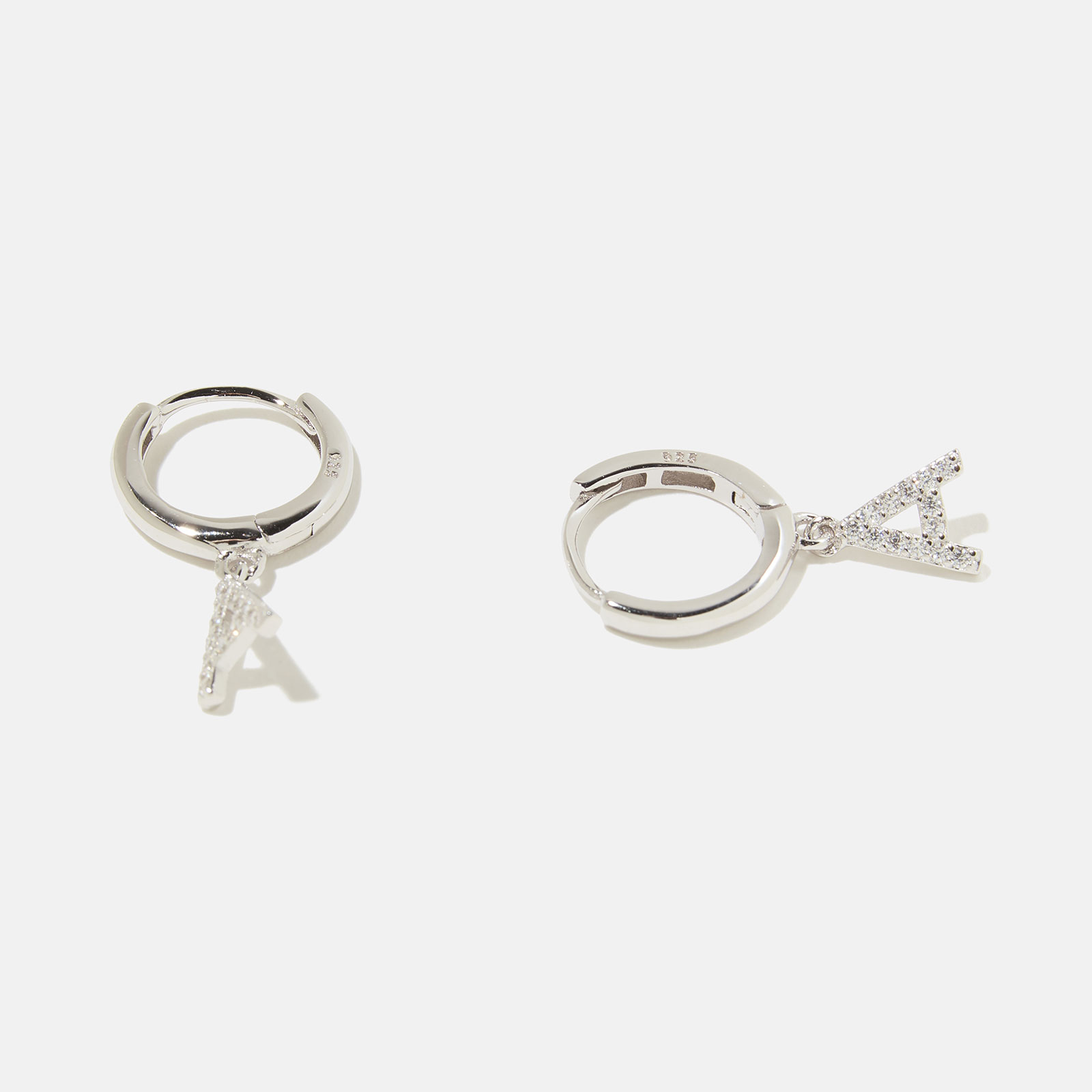 Örhängen äkta silver - hoops, bokstav A