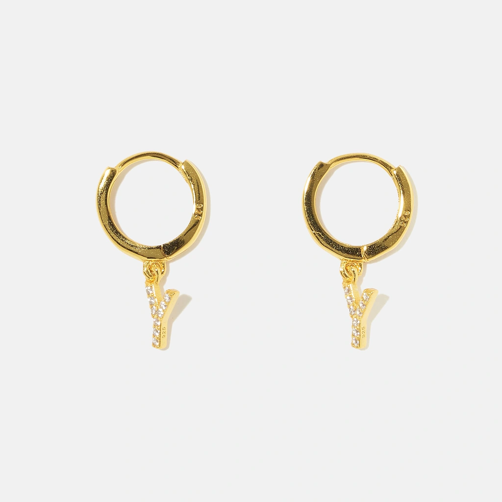 Guldpläterade silverörhängen - hoops Y