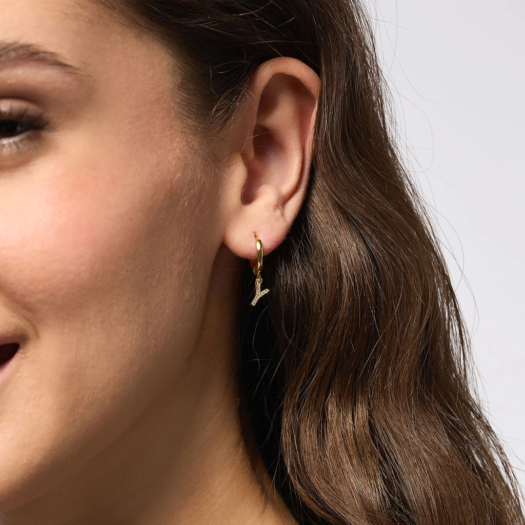 Guldpläterade silverörhängen - hoops Y