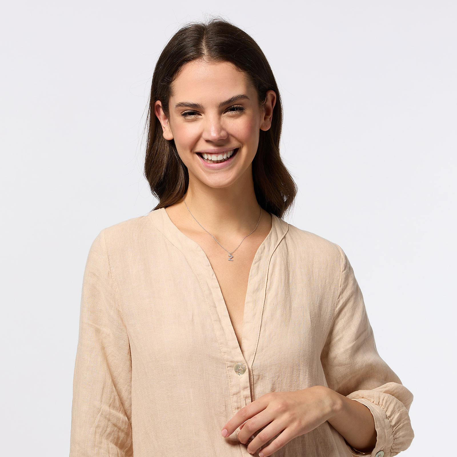 Halsband äkta silver, bokstav Z - 42+3 cm