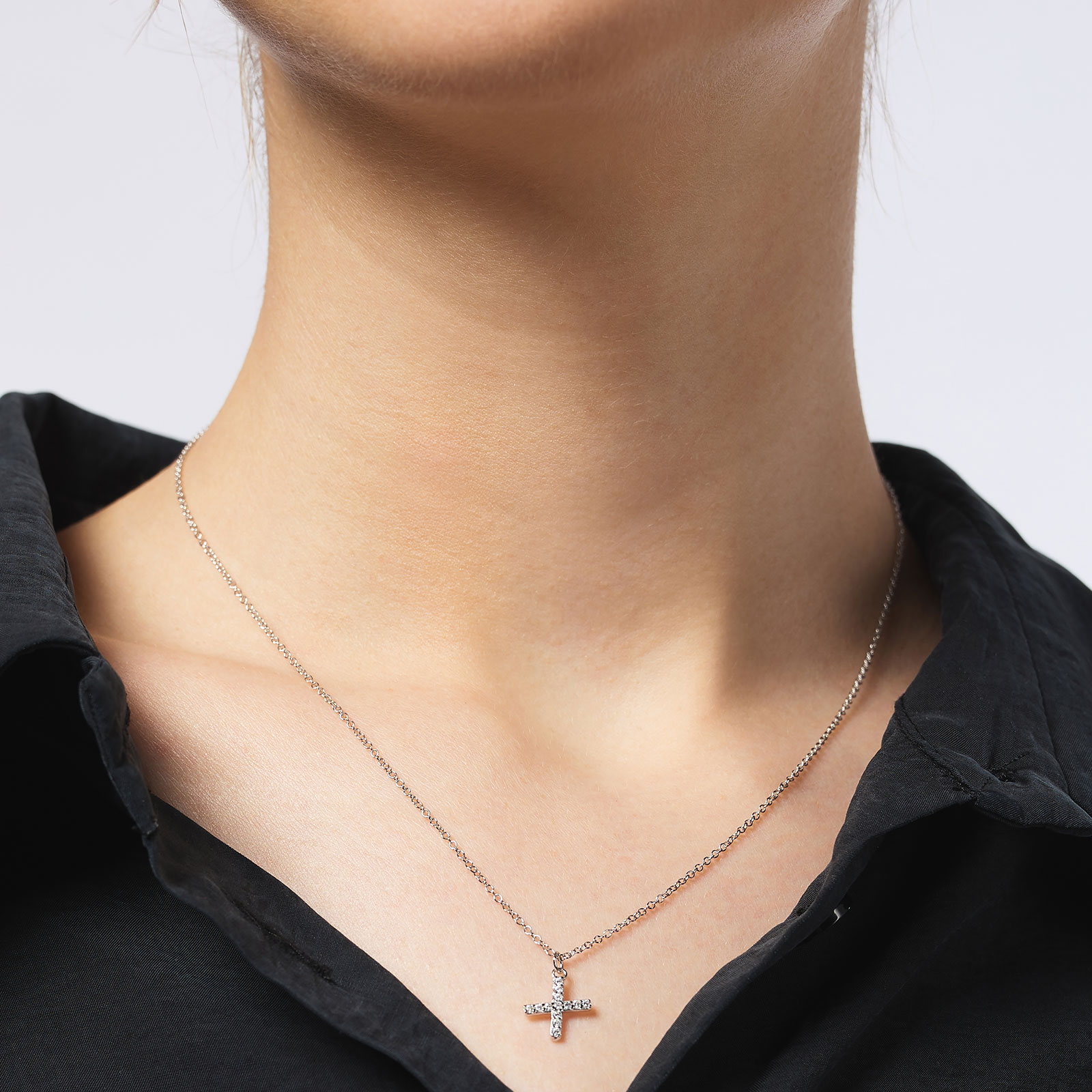 Halsband äkta silver, bokstav X - 42+3 cm