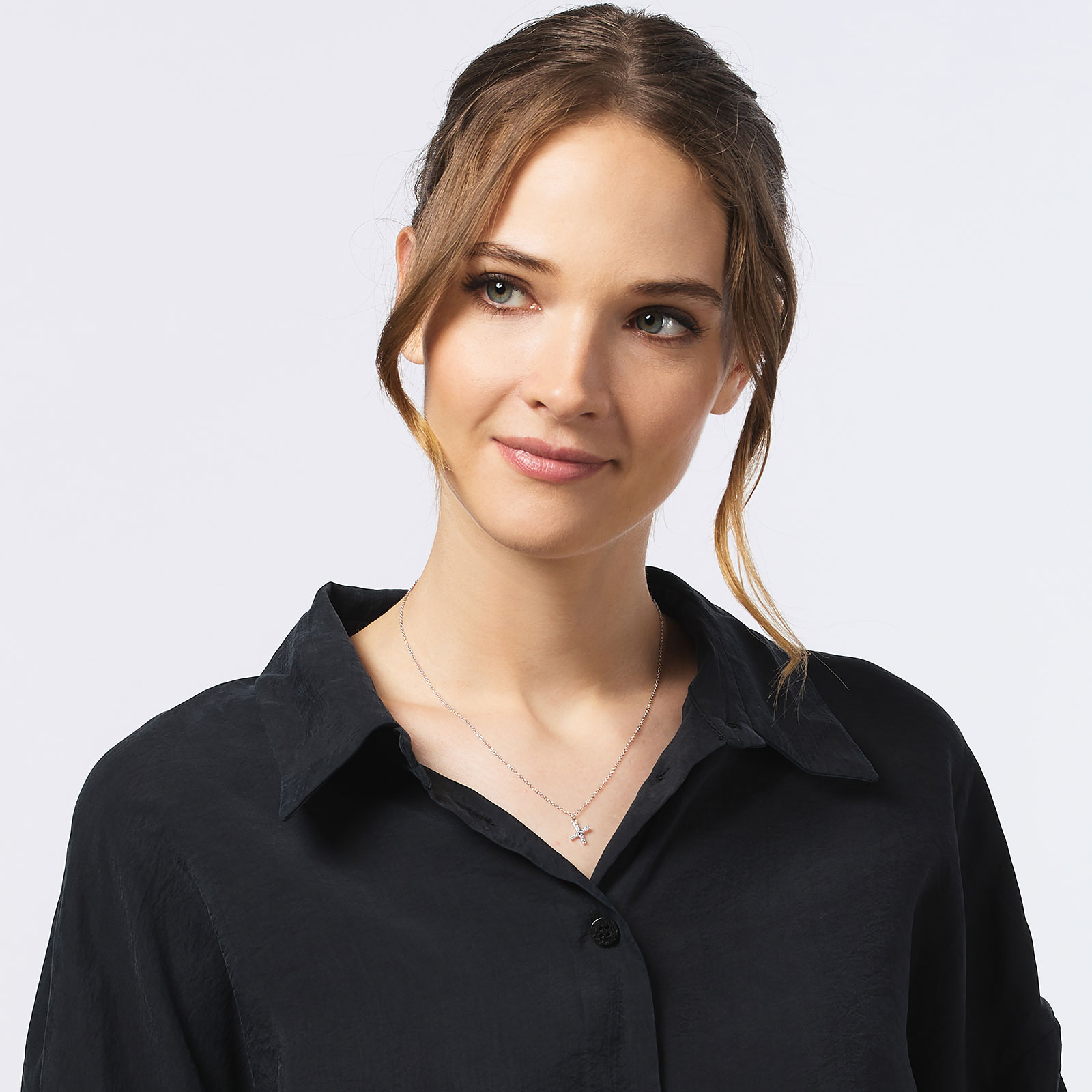 Halsband äkta silver, bokstav X - 42+3 cm