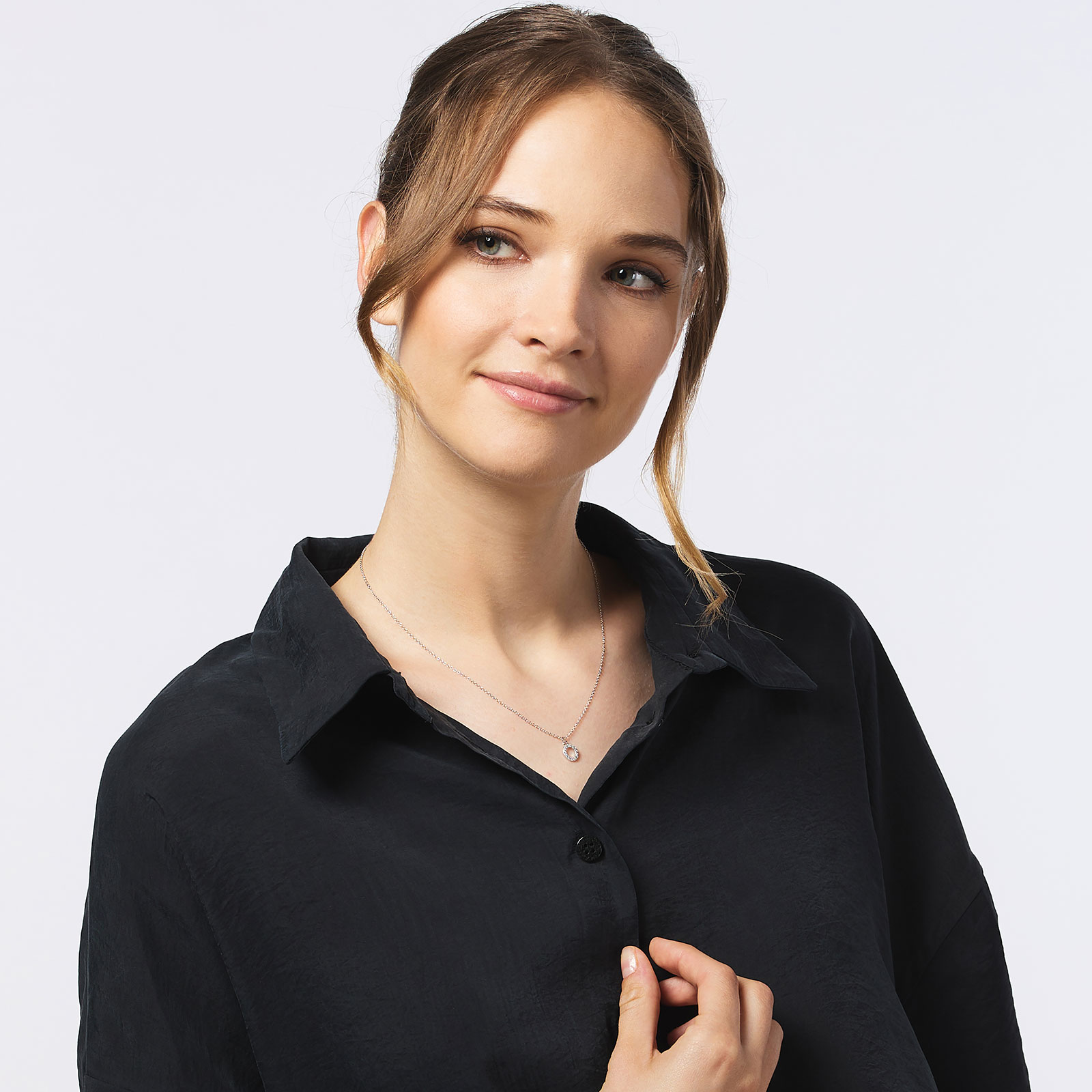 Halsband äkta silver, bokstav O - 42+3 cm