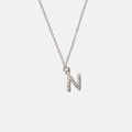Halsband äkta silver, bokstav N - 42+3 cm