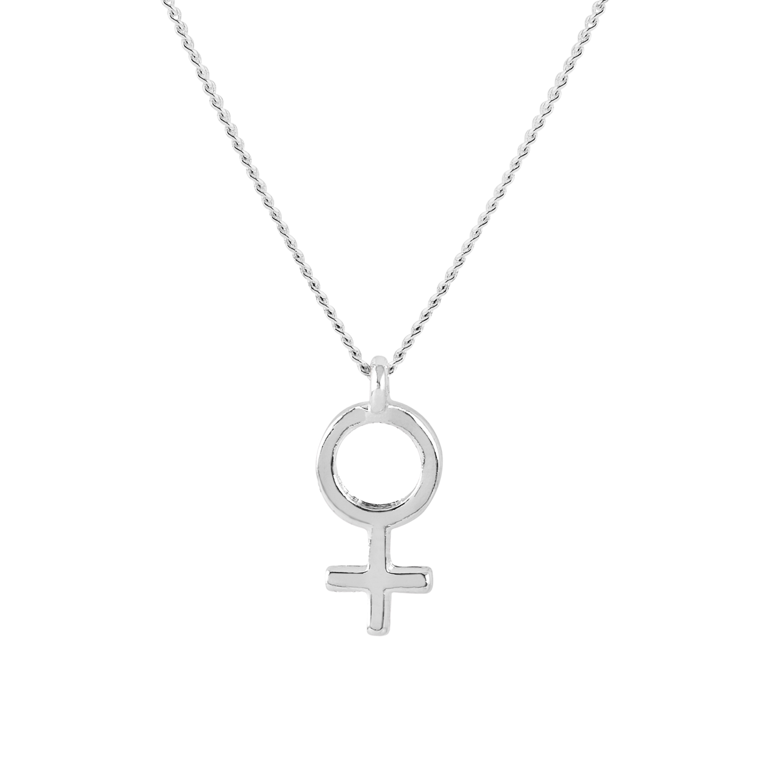 Silverfärgat halsband - kvinnotecken