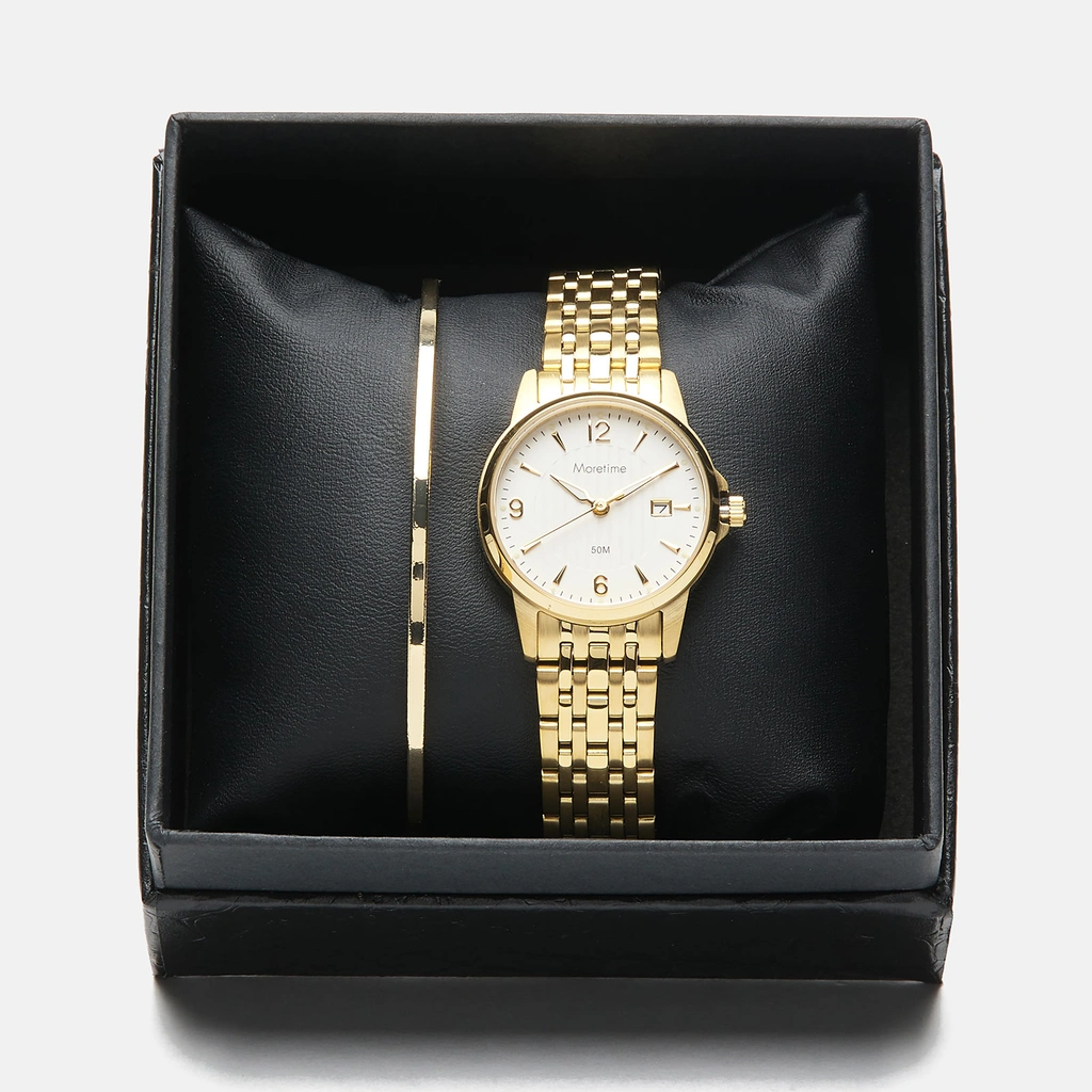 Moretime damklocka - set med armband, guld, 28 mm