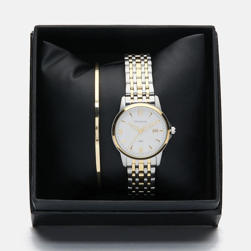 Moretime damklocka - set med armband, bicolor, 28 mm