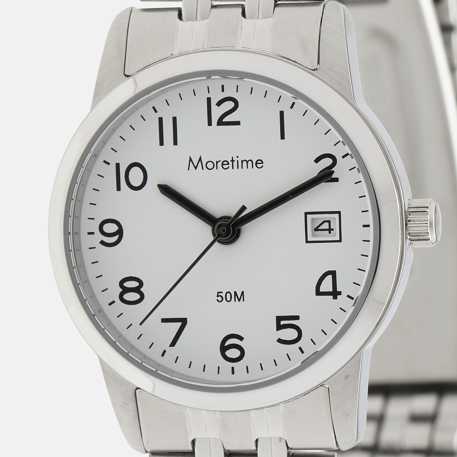 Moretime damklocka - datum, silver/vit, 26 mm